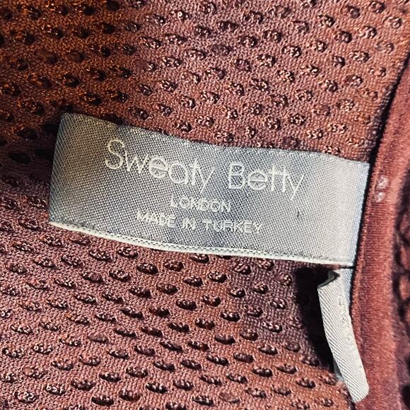 Sweaty Betty Pennine Fleece Jacket Full Zip Sherpa Teddy Maroon Red Womens 6 - Picture 10 of 13